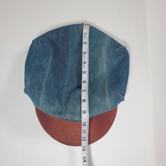 VTG Levi Strauss Cap Blue Denim Leather Brim Orange Tab 70s Newsboy Hat Levi\'s main image 6
